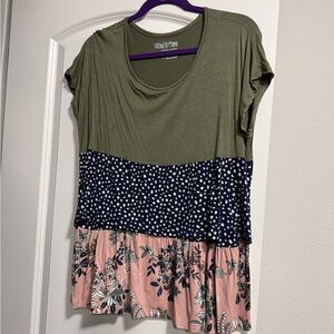 Latched Mama Green, Navy, and Pink Floral Tee